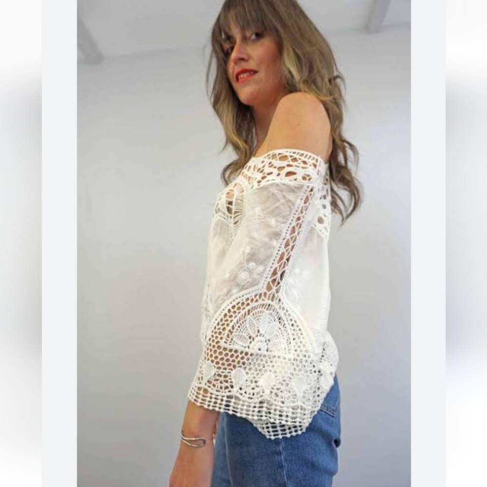 White lace top( freesize)(NWOT) - Picture 3 of 5